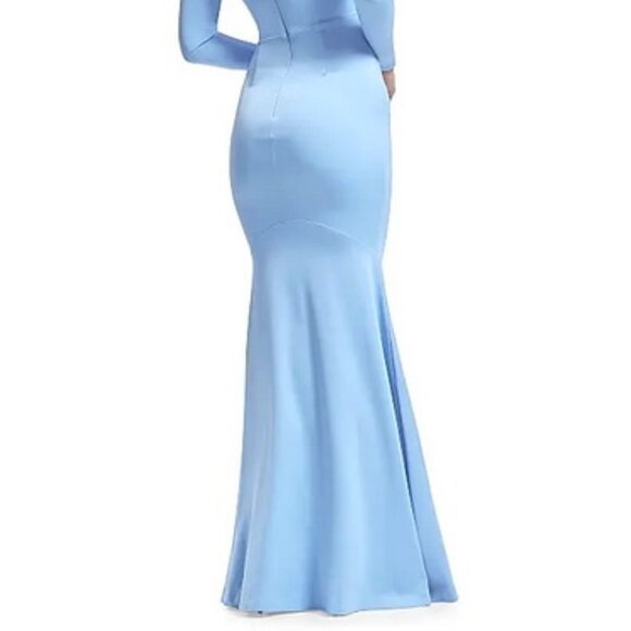 Dress The Population Sky Blue Delores Long Sleeve Evening Gown - Picture 6 of 6